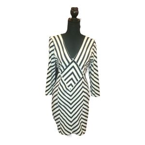Bebe spandex black and white striped dress sz Large
